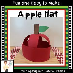 an apple hat made out of paper with the words fun and easy to make