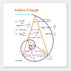 the golden triangle is shown in blue and orange, with an inscribed circle below it