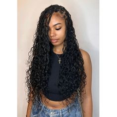 These curly loose wave braids are designed to give you a full and thick look. With their curly ends, they blend seamlessly with your natural hair and can be easily installed. Product Details Hair No.: BB03 Hair Color: #1B Hair: Kanekalon braids + Human Hair Curls Quantity: 20 strips per pack Free Gifts: Latch hook*2 Length Human Hair Content Weight Per Package 14'' 29g About 55g 18'' 33g About 76g 24'' 40g About 115g *20 sticks/pack, for the full look, about 4 to 6 packs are needed. Mermaid Braids Black Hair, Crochet Goddess Braids, 2 Goddess Braids, Wave Braids, Braids Human Hair, Mermaid Braids, Crochet Goddess, 1b Hair, Kanekalon Braids