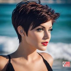 Voluminous Pixie, Beckham Hair, Shortish Hair, Short Curly Hairstyles For Women, Layered Haircuts For Women, Short Dark Hair, Traditional Hairstyle, Cute Short Haircuts