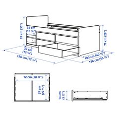 the measurements for an entertainment center with drawers