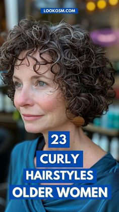 23 Easy Curly Hairstyles for Older Women in 2024 Natural Curly Hairstyles For Women Over 50, Curly Hair Going Grey, Haircuts For Curly Hair Over 50, Short Hairstyles For Curly Hair Women, Curly Hairstyles For Thinning Hair, Shag Hairstyles Curly Hair Short, Over 60 Curly Hairstyles For Women, Short Curly Haircuts Older Women, Short Bob Haircuts For Curly Hair