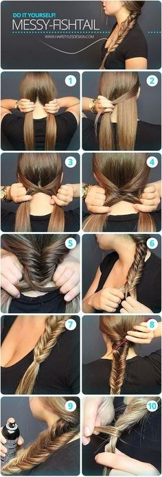 Easy Hairstyles - Peinados Faciles Everyday Braided Hairstyles, Everyday Braids, Messy Fishtail Braids, Quick Braids, Simple Updo, Balayage Blonde, Hairstyle Trends, Fishtail Braid, Popular Haircuts