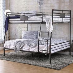 Olga CM-BK913FQ Full/Queen Bunk Bed By Furniture Of AmericaBy sofafair.com Full Over Queen Bunk Bed, Queen Bunk Bed, Bed Antique, Bunk Bed Sets, Adult Bunk Beds, Queen Bunk Beds, Modern Bunk Beds, Loft Bunk Beds, Bunk Beds With Stairs