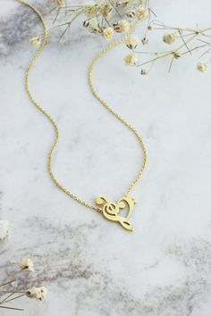 "\"A gold music necklace or a heart of gold? Any way you look at it, when you're in love it's like hearing melodies. Sweet and elegant. The world is beautiful with love and music!\" --Fairy Goldcharm ♥♥ CUSTOMIZATION ---> Available in yellow, white, and rose gold. ♥♥ DETAILS The charm is 1.1cm x 1.5cm. (approx. 0.43in x 0.6in) ♥♥ CHAIN ---> The necklace is presented with a gold chain. ---> It is 40cm long (approx. 16in). ---> The chain used is 0.8mm thick (approx. 0.031in) and has a