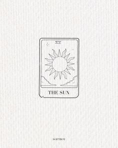 the sun tarot card is shown in black and white