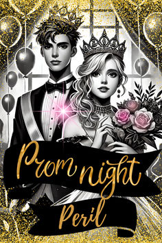 the cover to prom night peril, with an image of a man and woman