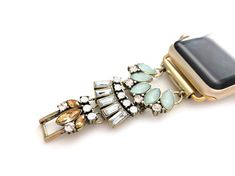 LUXURY APPLE WATCH BAND WITH MINT, CRYSTAL, AMBER AND OPAL GEMS- GATSBY – Copper Robin Luxury Apple Watch Band For Formal Occasions, Luxury Formal Watch Bands With Day-date Display, Trendy Luxury Gold Apple Watch Band, Luxury Gold Trendy Apple Watch Band, Bracelet Apple Watch Band, Black Apple Watch Band, Apple Watch Bands Women, Fitbit Bands, Rose Gold Apple Watch