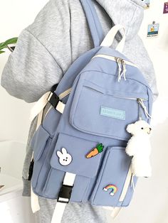 Bag For Love - Plush Bear Charm Pocket Front Backpack - Women Backpacks Product Description Color Blue Strap Type Adjustable Pattern Type Letter Style Preppy Bag Size Large Quantity 1 piece Type Classic Backpack Composition 100% Nylon Material Nylon Size Chart INCH CM Size Bag Width Bag Height Bag Length Strap Length one-size 5.1 16.9 11.8 25.6 Size Bag Width Bag Height Bag Length Strap Length one-size 13 43 30 65 Similar Products h2 { text-align: center; } .red-box { width: 100%; display: flex; Blue Backpack Large Capacity For School, Blue Student Bag With Zipper Pocket, Functional Blue Bags For Study, Blue Large Capacity Backpack For Study, Large Capacity Blue Backpack For Study, Blue Rectangular Backpack With Pockets, Blue Student Backpack With Pockets, Preppy Bags, Painted Clothes Diy