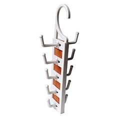 a white and orange rack with multiple hooks