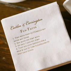 a napkin with an interesting poem on it sitting next to a cup and saucer