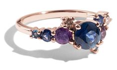 Personalized Rings | Gold Jewelry - Bario Neal Purple Multi-stone Sapphire Ring, Elegant Multi-stone Sapphire Ring In Rose Gold, Gold Sapphire Multi-stone Cluster Ring, Blue 14k Gold Cluster Ring With Multi-stones, Blue Multi-stone Sapphire Ring In 14k Gold, Sapphire Cluster Ring, Bario Neal, Color Change Sapphire, Purple Sapphire