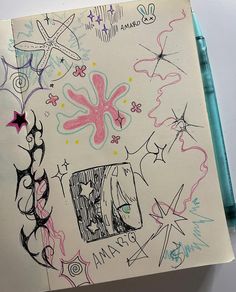 a notebook with some drawings on it