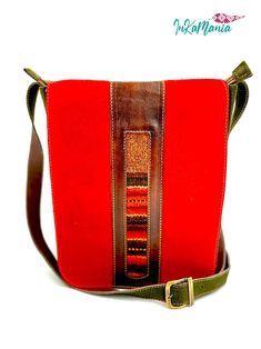 "Beautiful Peruvian handmade suede leather crossbody bag for women and men. Excellent for daily use, work, and leather. Perfect size to carry your personal belongings. It has a delicate Aguayo application typically from Peru It has an internal pocket for your convenience. Size: 12\"H x 3\"D x 10\"W" Red Leather Rectangular Saddle Bag, Rectangular Bags With Leather Strap For Gift, Rectangular Bag With Leather Strap For Gift, Rectangular Bag With Leather Strap As Gift, Red Leather Saddle Bag With Adjustable Strap, Red Soft Leather Flap Bag For Travel, Red Leather Flap Bag For Travel, Rectangular Leather Strap Saddle Bag For Daily Use, Red Leather Crossbody Shoulder Bag