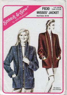 a woman's coat and jacket sewing pattern from the 1970 missess jacket