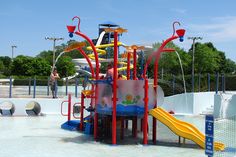 a children's play area in the middle of a swimming pool