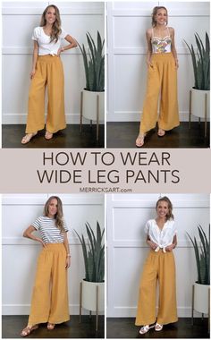 Wide Legs Pants Outfit (4 Ideas) - Merrick's Art Wide Leg Pant Outfit, Wide Leg Outfit, Wide Legs Pants, Legs Outfit, Wide Leg Pants Outfit, Wide Leg Pants Outfits, Below The Knee Dresses, Summer Pants Outfits, Mode Tips