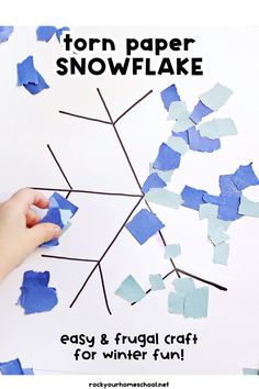 Child making torn paper snowflake craft activity. January Activities For Seniors Winter Craft, Simple Winter Crafts For Kids, Preschool Winter Art, Snow Crafts For Kids, January Activities For Kids, Snowflake Project, Preschool Winter Crafts, Winter Stem Activities For Kids, Paper Snowflake Craft