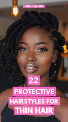 Elevate your thin hair game with these 22 protective hairstyles designed to add volume and flair to your locks. From elegant updos to chic braids, these styles will keep your hair protected while looking fabulous all day long. Click the pin and follow us for more hair inspiration! #ProtectiveHairstyles #ThinHair #HairVolume #HairInspiration #HairCare Easy Braided Protective Styles, Free Tress Braids Hairstyles, Simple Braided Updos For Medium Hair, Protective Hairstyles That Last Long, Formal Protective Hairstyles, Lightweight Protective Styles, Natural Hairstyles With Marley Hair, Fine Braids Hairstyles, Short Chunky Braids