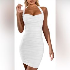 New And Unworn Halter Backless Dress, Fashion Nova Dress, Fashion Nova Dresses, Fashion Nova, Backless Dress, Colorful Dresses, White Dress, Color White, Women's Fashion