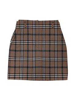 Current Boutique-Sandro - Camel Brown, Black, & White Plaid Tartan Skirt Sz 6 Brown Plaid Pleated Skirt, Plaid Skirt Brown, Plaid Brown Mini Short, Sandro Skirt, Dark Academia Style, Plaid Skirt Farfetch, Academia Style, Tartan Skirt, Fitted Turtleneck