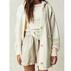 Available In Various Sizes All Items Are New With Tags Free People Outfits, People Outfits, Knit Patchwork, Normal Body, Knitted Coat, Hooded Cardigan, Oversized Silhouette, Patchwork Designs, Hooded Coat