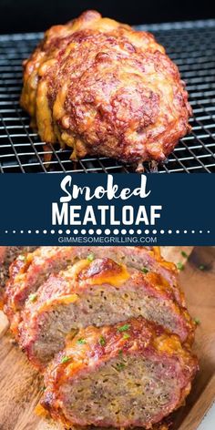 the meatloaf is sliced and ready to be cooked on the grill with text overlay