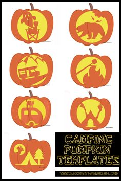 pumpkin carving templates with different designs and shapes for the pumpkin carvings, including an image of