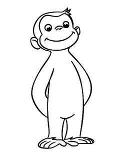 a cartoon monkey with big eyes and a smile on his face, standing in front of a