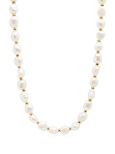 white freshwater baroque pearl bead detailing gold-tone hardware lobster claw fastening Nialaya Jewelry is pleased to offer free repairs on purchases for one year from purchase date. Freshwater Mussels, Jewellery Wishlist, 20 Inch Necklace, Handcrafted Bracelets, Addison Rae, Pearl Choker Necklace, Pearl Collection, White Freshwater Pearl, Pearl Choker