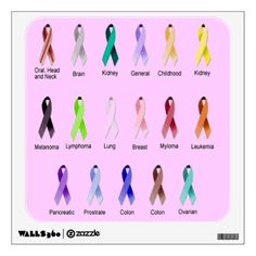 an assortment of different colored ribbons on a pink background wall decals for laptops