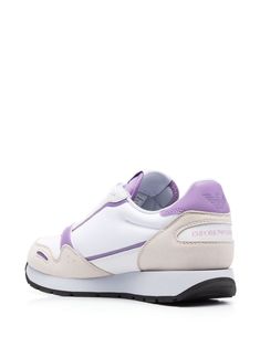 Step up your sneaker game with these luxurious panelled logo-print detail sneakers. Made with light purple calf leather, these sneakers feature a stylish panelled design and a bold logo print on the side. The round toe, front lace-up fastening, and branded insole provide both comfort and style, while the logo patch at the tongue adds a touch of designer flair. Complete your high-fashion look with these must-have sneakers, perfect for adding a touch of luxury to any outfit. Whether you're running High Fashion Looks, Hermes Birkin 25, Bold Logo, Versace Bags, Birkin 25, Sneaker Games, Balenciaga Designer, Purple Leather, Hermes Bags