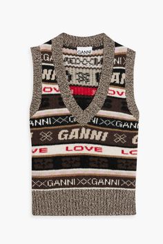 Ganni Vest, Ganni Sweater, Collar Vest, Floral Shoes, Outerwear Vest, Scarf Men, Mens Scarves, Jacquard Knit, Suit Accessories