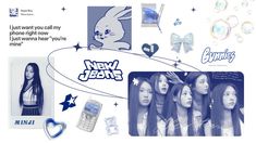 an advertisement for new jeans featuring girls with long hair and bunny ears on the side