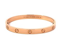 Item Specifications:Brand: CartierStyle: Cartier Love BraceletMetal: 18K Rose GoldSize: 17Width: ~6mmWeight: 30.5 gramsCondition: Excellent, PreownedWas just polished at Cartier, like new Luxury Rose Gold Bracelet For Wedding, Luxury Rose Gold Wedding Bracelet, Luxury Rose Gold Bracelets For Wedding, Luxury Rose Gold Wedding Bracelets, Designer Wedding Gold Jubilee Bracelet, Designer Polished Bangle For Wedding, Designer Polished Finish Bangle For Wedding, Luxury Rose Gold Jewelry With Hallmarks, Designer Gold Bangle Bracelet For Wedding