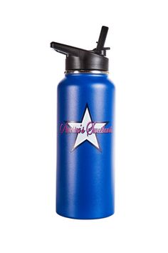 a blue water bottle with a star on it