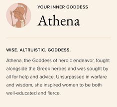 an ad with the words, your inner goddess, and other things to know about them