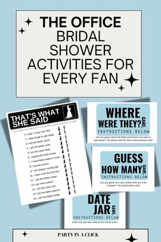 the office bridal shower activities for every fan info sheet and printables are included