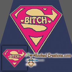 Super Bitch SC Throw Blanket Crochet Pattern - PDF Download Single Crochet Square, Throw Blanket Crochet Pattern, Throw Blanket Crochet, Rainbow Fan, C2c Graph, Character Blankets, King Size Blanket, Crochet Graph, Queen Size Blanket