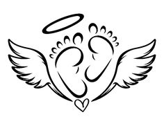 an angel with wings and a heart in the center is drawn on a white background