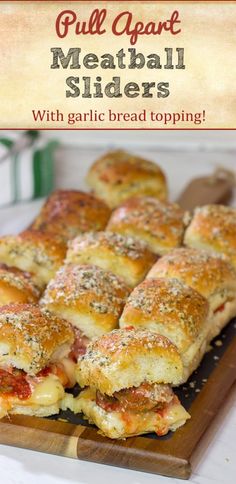 the homemade meatball sliders with garlic bread toppings are ready to be eaten