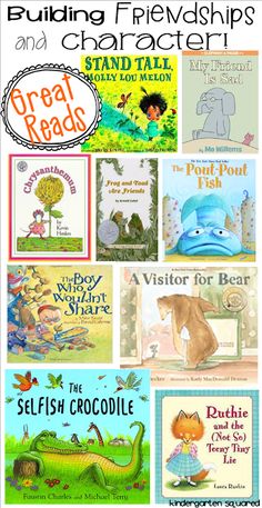 children's books about animals and their friends are featured in this postcard set