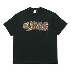 SUPREME Supreme SS20 Week 1 Paint Logo Tee Logo Tee T-shirts Paint Logo, Week 1, Logo Tee, Unisex Shorts, Logo Tees, Black T Shirt, Stylish Sneakers, Black Tee, Black Tshirt