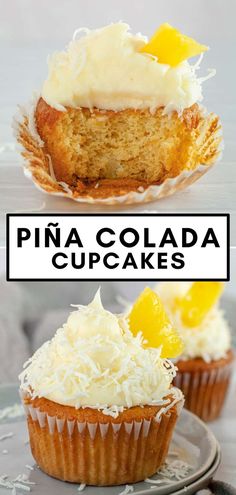 Piña Colada Cupcakes turn your favorite cocktail into a handheld dessert! Made with real pineapple and a rich coconut frosting, these easy cupcakes are bursting with summertime flavor. Pina Colada Recipes, Homemade Pina Colada, Dessert Pineapple, Pina Colada Cupcakes, Frozen Pina Colada, Pineapple Cupcakes, Coconut Icing, Pina Colada Recipe, Pineapple And Coconut