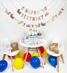 a birthday party with balloons and decorations