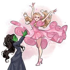 Glenda X Elphaba, Wicked Glinda X Elphaba Fanart, Elphaba And Glinda Fan Art, Glinda And Elphaba Matching Pfp, Wicked Inspired Outfits Glinda, Galinda X Elphaba Ship, Cute City Drawing, Wicked Glinda X Elphaba, Wicked Aesthetic Musical