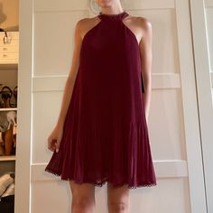 High Neck Maroon Short Dress Never Worn