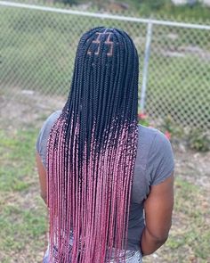 50 Box Braids Protective Styles on Natural Hair with Full Guide – Coils and Glory Ombré Knotless, Box Braids Protective Styles, Small Knotless Box Braids, Styles On Natural Hair, Pink Box Braids, Different Braid Styles, Ombre Braids, Braids Protective Styles, Small Knotless