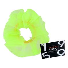 Introducing the Scunci 1959 Hair Scrunchie in Neon Yellow - the perfect accessory to add a pop of color to any hairstyle. This hair scrunchie is made from soft and durable fabric, ensuring that it's gentle on your hair and will last for multiple uses. The neon yellow color of this scrunchie is perfect for those who want to stand out and make a statement. It's great for adding a playful touch to your outfit, whether you're heading to a party, festival, or just running errands. The Scunci 1959 Hai Neon Hair Accessories, Cheap Trendy Neon Yellow Earrings, Yellow Adjustable Headband, 80s Scrunchies, Neon Scrunchies, Neon Hair, Party Festival, Neon Yellow, Yellow Color