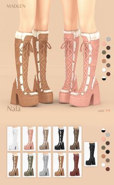 the boots are all different colors and sizes, but there is no image to describe